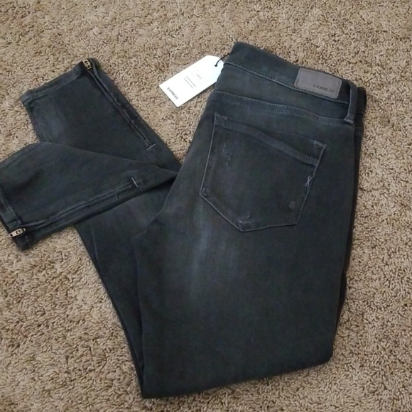 Express Denim - Express Jeans Black Gray Cropped Legging 6 $80 NWT